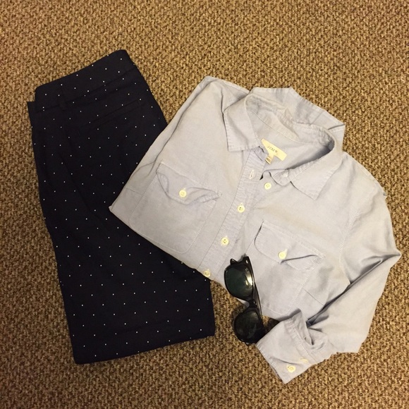 J.CREW Chambray Popover Blouse