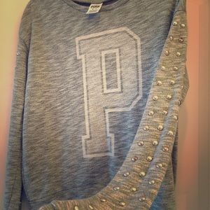 VS PINK STUD LS PULLOVER XS