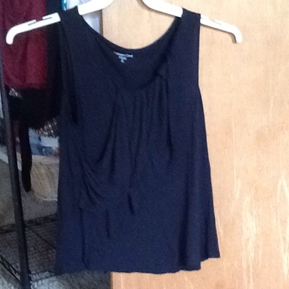 Black, sleeveless, front-draped top, size medium - Picture 1 of 1