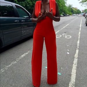 AqAq orange wide leg jumpsuit