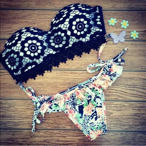 Sexy push up padded top Brazilian bottoms size M