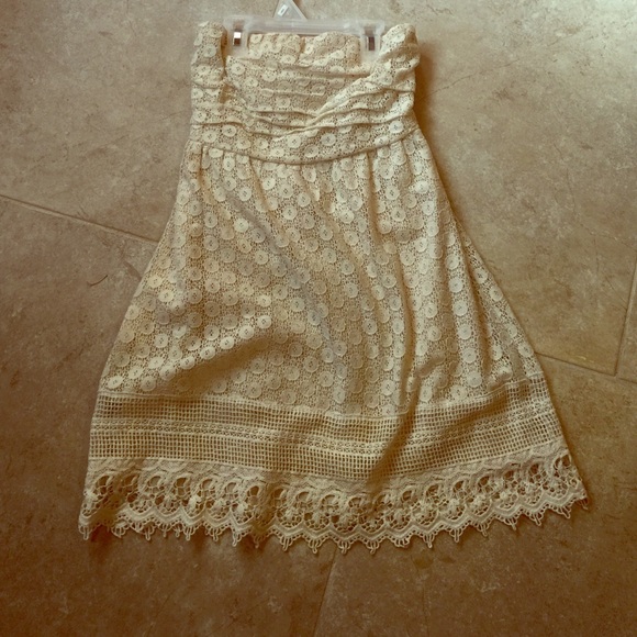 Beige strapless dress