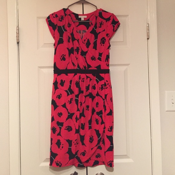 Sz S New York & Company red Floral Dress EUC
