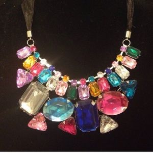 Unique Bling Bib Necklace gemstone colorful