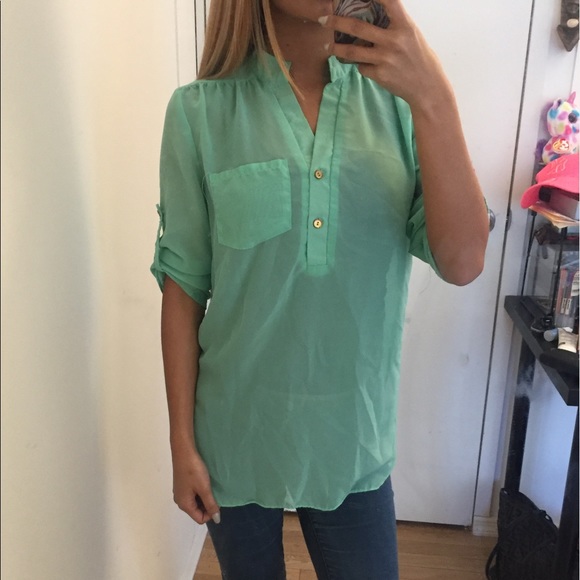Tops - Mint Green Chiffon Top