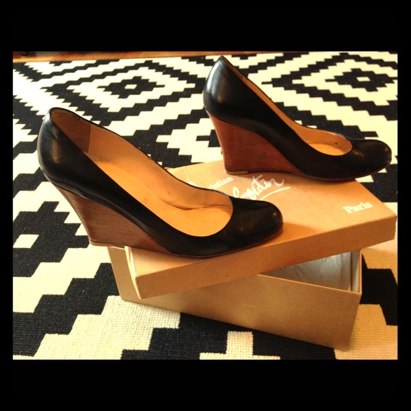 Christian Louboutin Leather Miss Boxe Wedge Heels