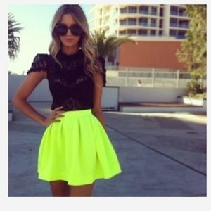 Lime-green skater skirt
