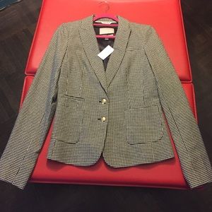 BR wool houndstooth blazer w/golden buttons