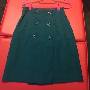 Banana Republic teal sailor-styled wool skirt