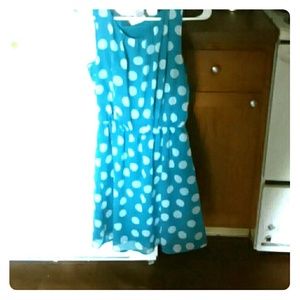 A blue poka-dots dress