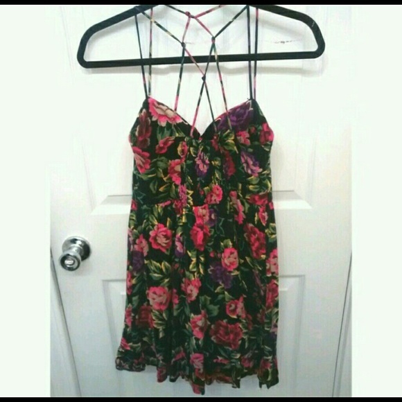 Floral babydoll dress with crisscross back - Picture 3 of 3