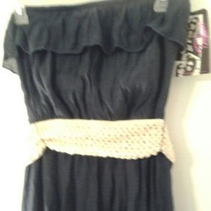 New Juniors navy blue maxi dress with woven belt