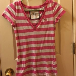 Abercrombie & Fitch pink & white striped shirt