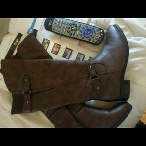 Brown knee high boots