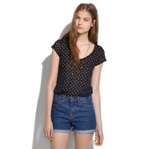 NWOT! Madewell Linen V-Neck in Heart Dot - Small