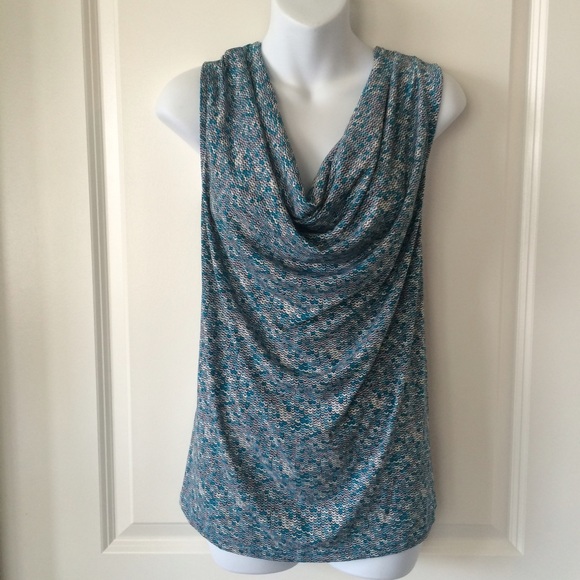 MULTICOLOR TEAL SEQUIN PATTERN TANK TOP