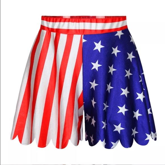 American Flag High Waist Print Short Culottes