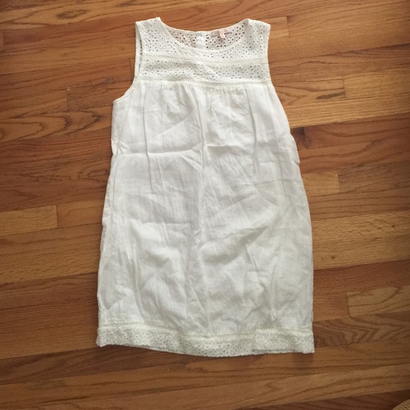 White Linen dress with eyelet detail