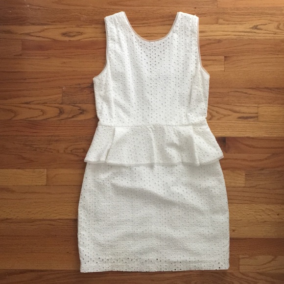 White Eyelet dress with peplum detail