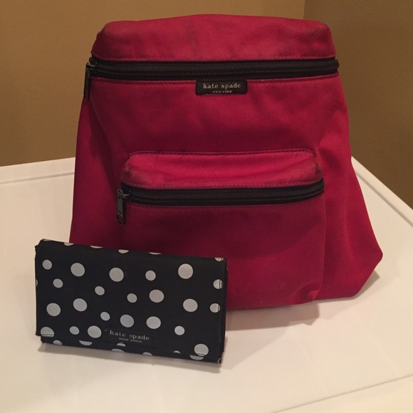 Kate spade red backpack and black wallet