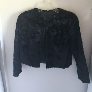 Faux fur 3/4 sleeve crop coat