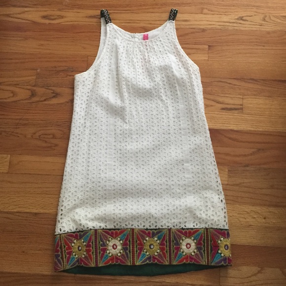 White Eyelet dress with embroidered detail