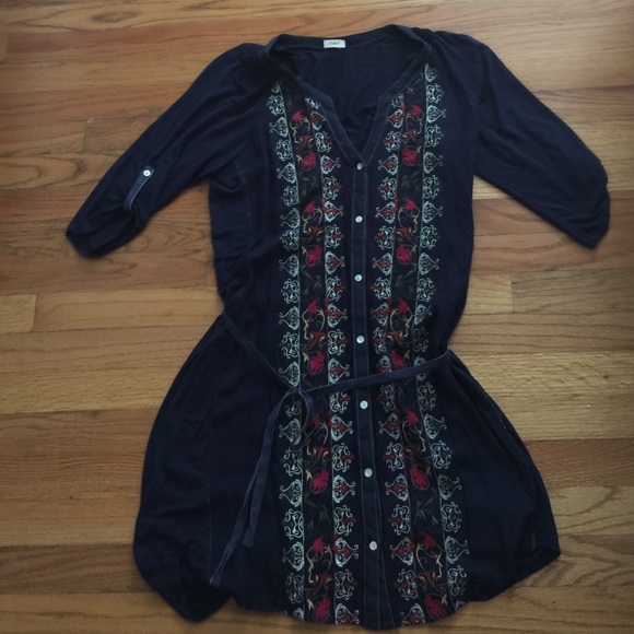 Navy blue, Embroidered Dress