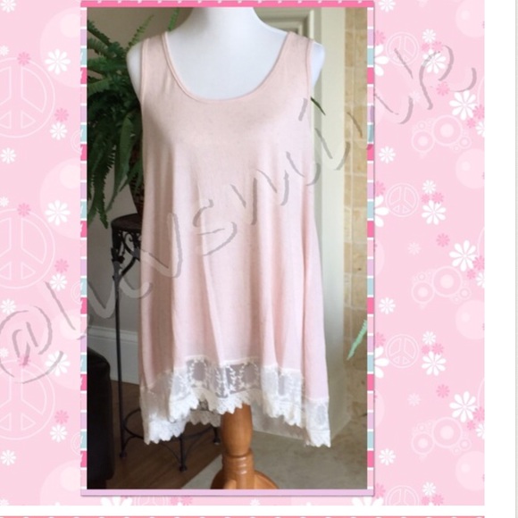 ru Tops - PINK EMBROIDERED LACE TUNIC TOP - SIZE MEDIUM