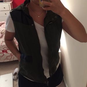 Vest with Leather Detailing