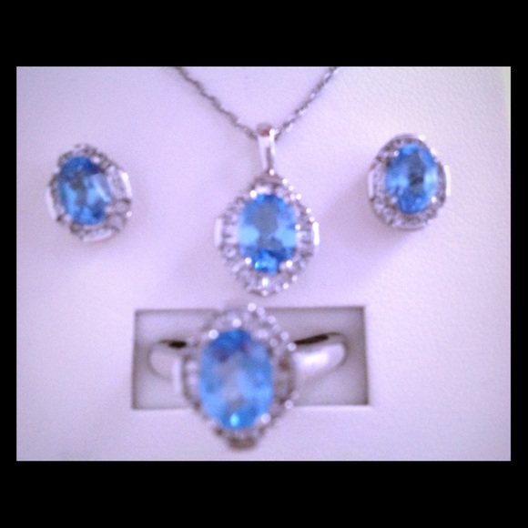 MASTERPIECE COLOR, Blue and White Topaz Jewelry S