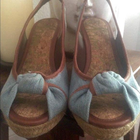 NWOT Sam Edelman Denim & Leather Wedges - Picture 2 of 4