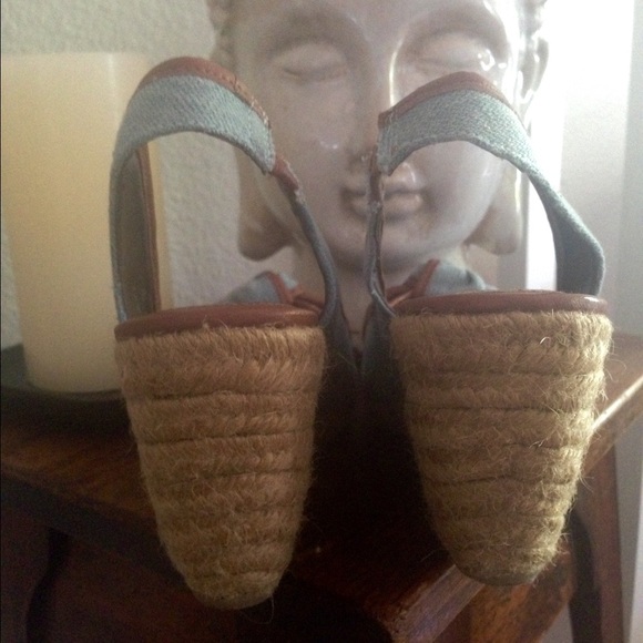 NWOT Sam Edelman Denim & Leather Wedges - Picture 3 of 4