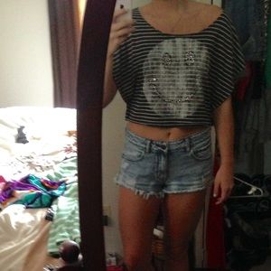 Gray and white crop top