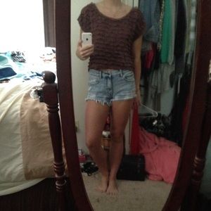 Brown ruffled top