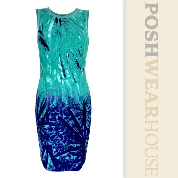 Spense Dresses & Skirts - Multicolored Sheer Collar Sleeveless Shift Dress