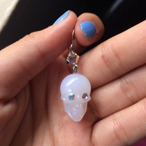 White AB Skull Earrings