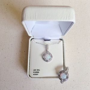 Opal and Crystal Necklace and Ring Set