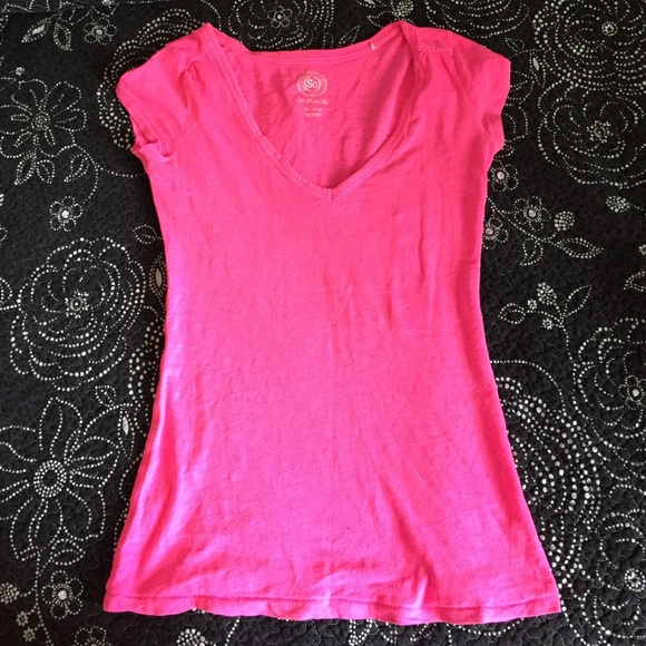 hot pink v-neck