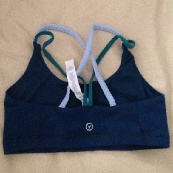 Blue teal braided strappy sports bra - Picture 2 of 3