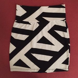 Black & White Asymmetrical Skirt