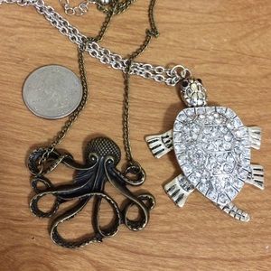 Octopus and turtle necklaces