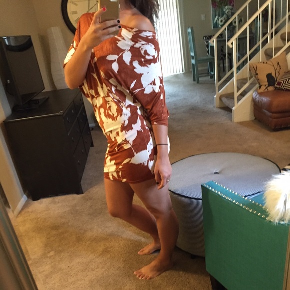 Light Brown Off the Shoulder Dress - Picture 2 of 4