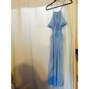 Sky blue maxi dress with slits on the sides
