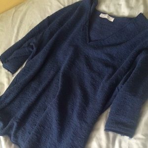 ZARA navy V-neck oversized top