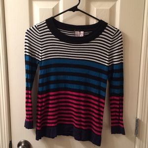 Pink/Blue/Black/White Striped Top