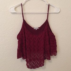 Burgundy Lace Crop Top