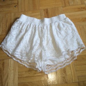 White crocheted shorts