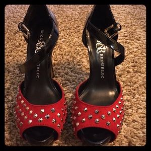 Sexy red and black spike stilettos