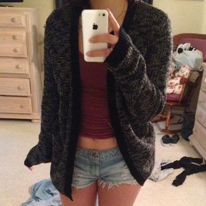 Black and white stitched cardigan