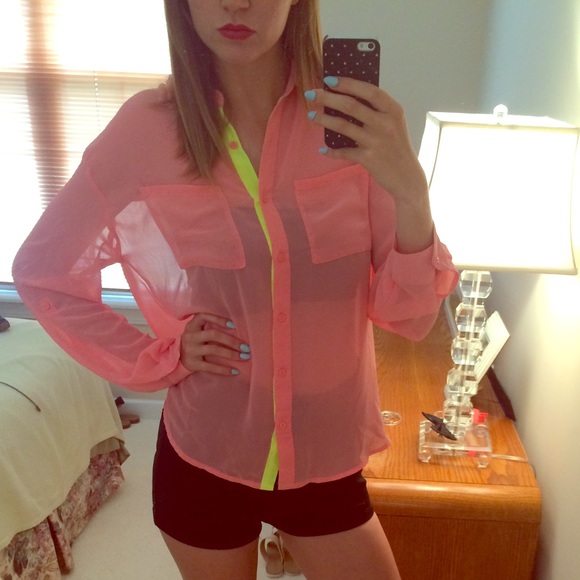 Neon pink and yellow top